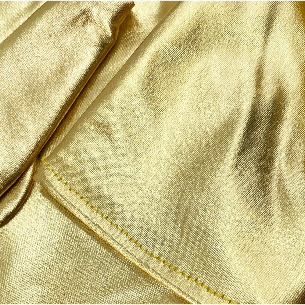 Women's Gold Shiny Metallic Wrist Gloves Cosplay Halloween Costume Accessories - Picture 4 of 4